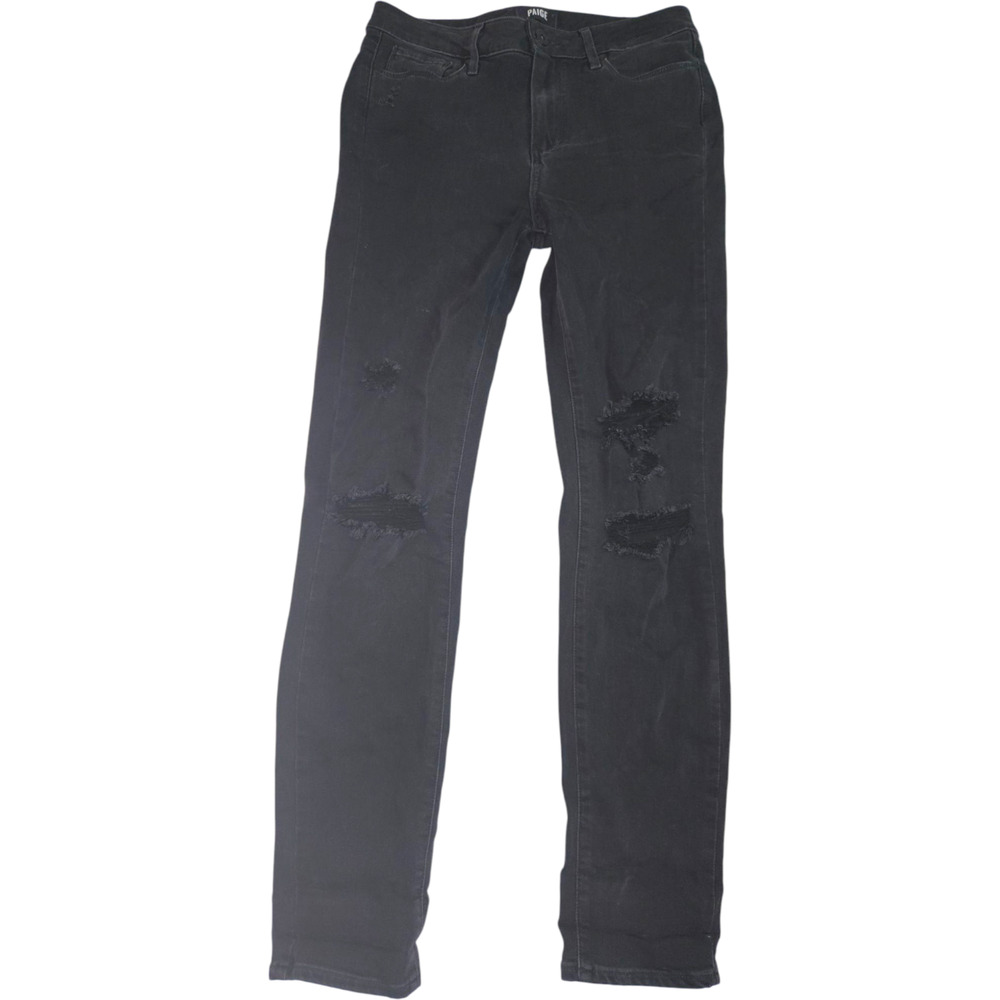 Paige Women’s Distressed Ripped Black Mid Rise Jeans Size 28 VTG y2k Made in USA
